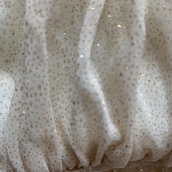 MY MICHELLE GIRLS BEADED IVORY Gold Sparkles DRESS WITH UNDERSKIRT SIZE 8 - Picture 11 of 11